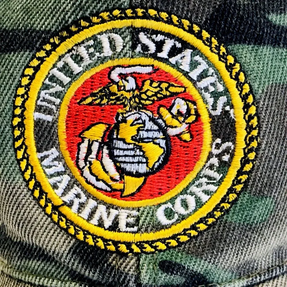 USMC Marine Corp Cap Vintage Camouflage RARE Officer Leaf StrapBack Vietnam Cotn